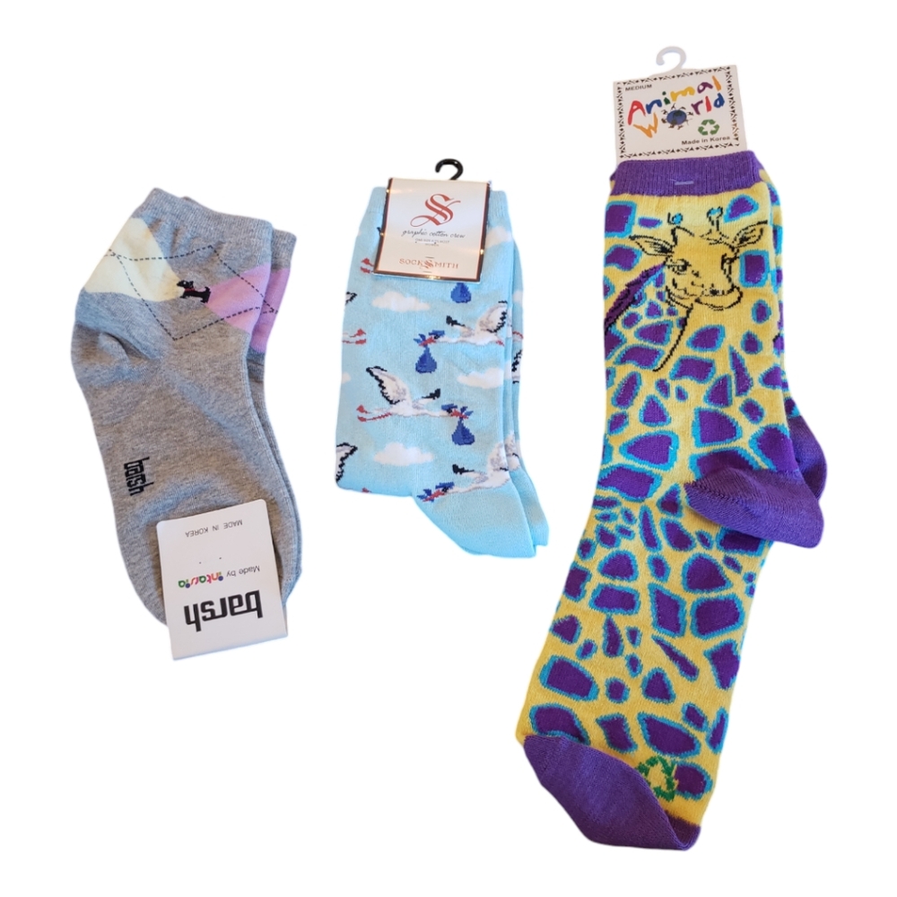Animal Sock Bundle 3 pairs Giraffe Stork Scottish Terrier